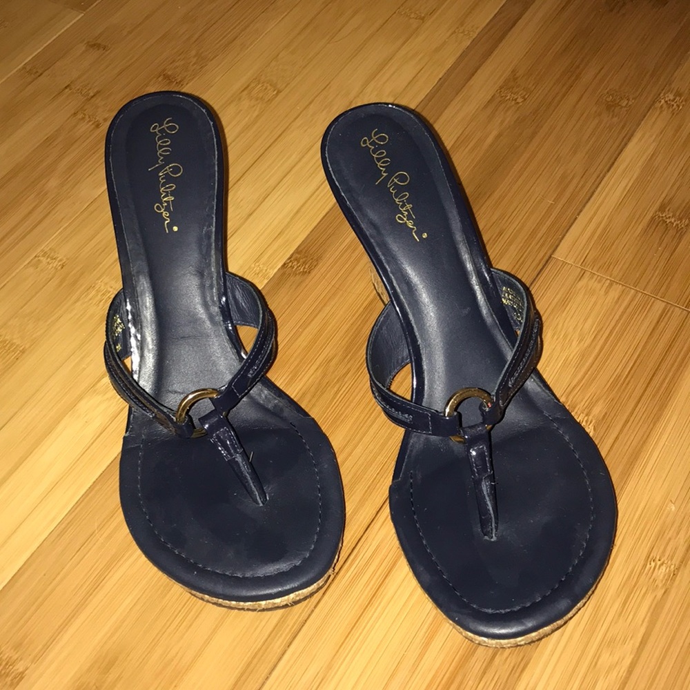 Size 10 Lilly Pulitzer Navy Wedge Sandel
